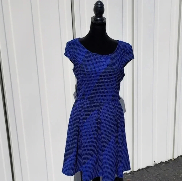 Iz Byer Blue & Black Mini Dress Medium - Picture 4 of 15